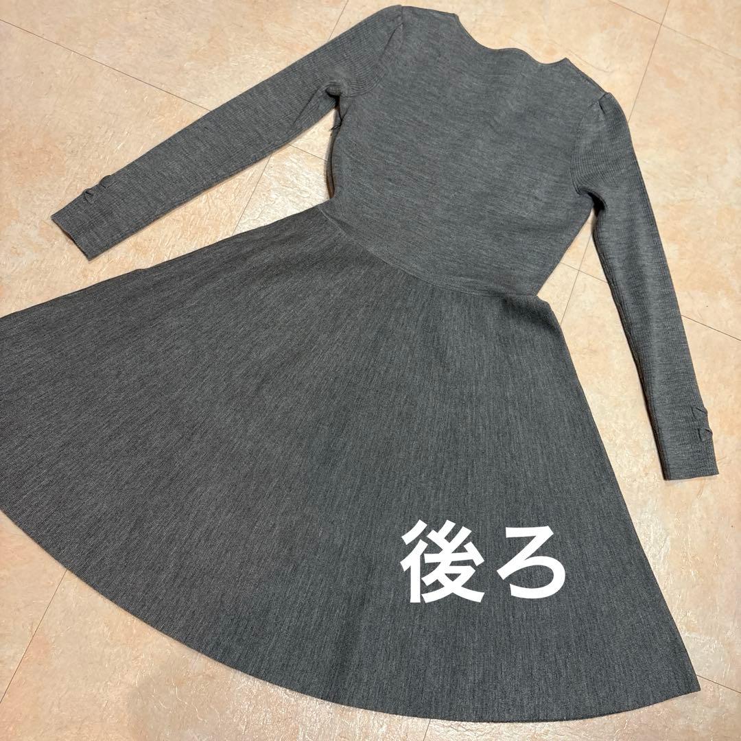 M'S GRACY グレー リボンニットワンピース 38 秋冬物