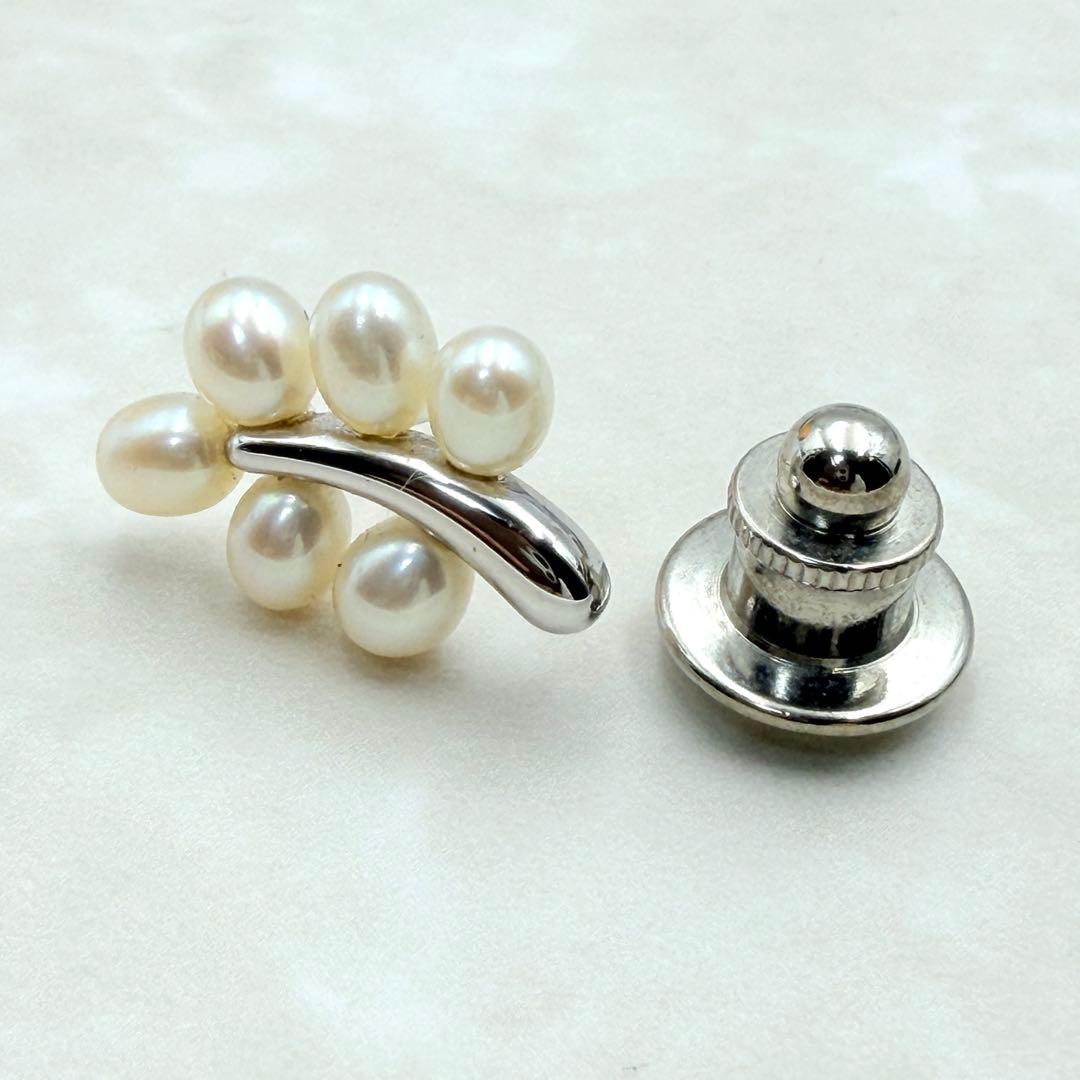 MIKIMOTO ミキモト　ピンブローチ　パール　真珠　シルバー　リーフ　植物