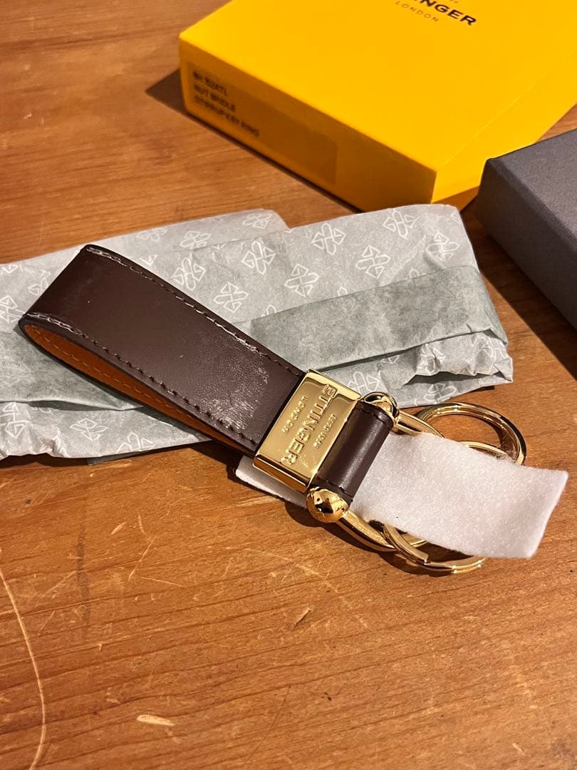 Ettinger ブラウンレザー キーホルダー