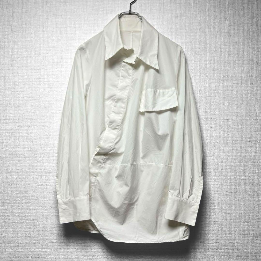 ヨウジヤマモトファム 斜めボタン 変形デザインシャツ スナップボタン 比翼仕立て