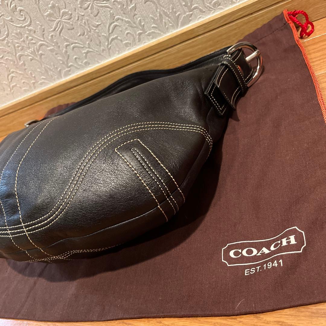 極美品✨COACH ブラックレザー ショルダーバッグ
