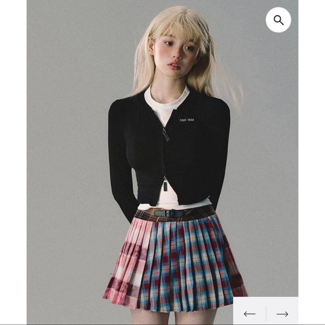 L*y様 OAKMOO チェック柄パッチワークプリーツミニスカート