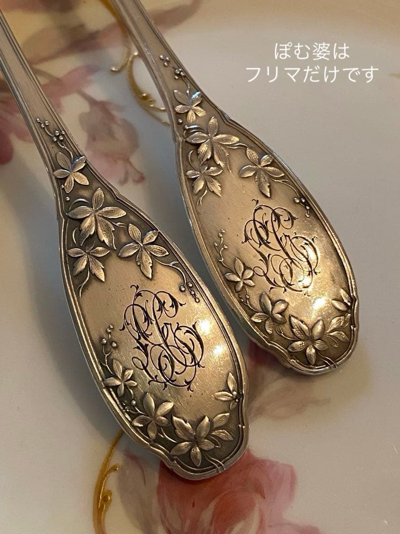 【フランス／E.Lefebvre】純銀／デザートフォーク＆スプーン