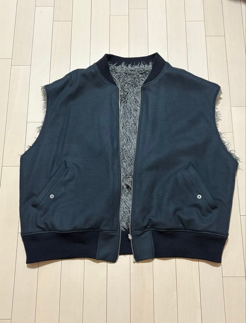 URU (ウル)｜ZIP UP VEST WOOL PONCH BURGUNDY