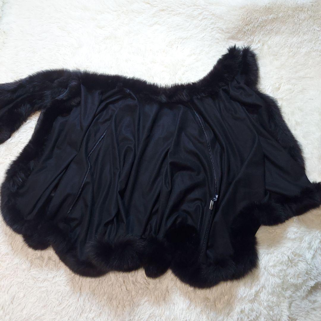 WB　ホワイトベアー　ブルーフォックス　シルク100％　ポンチョ　希少デザイン