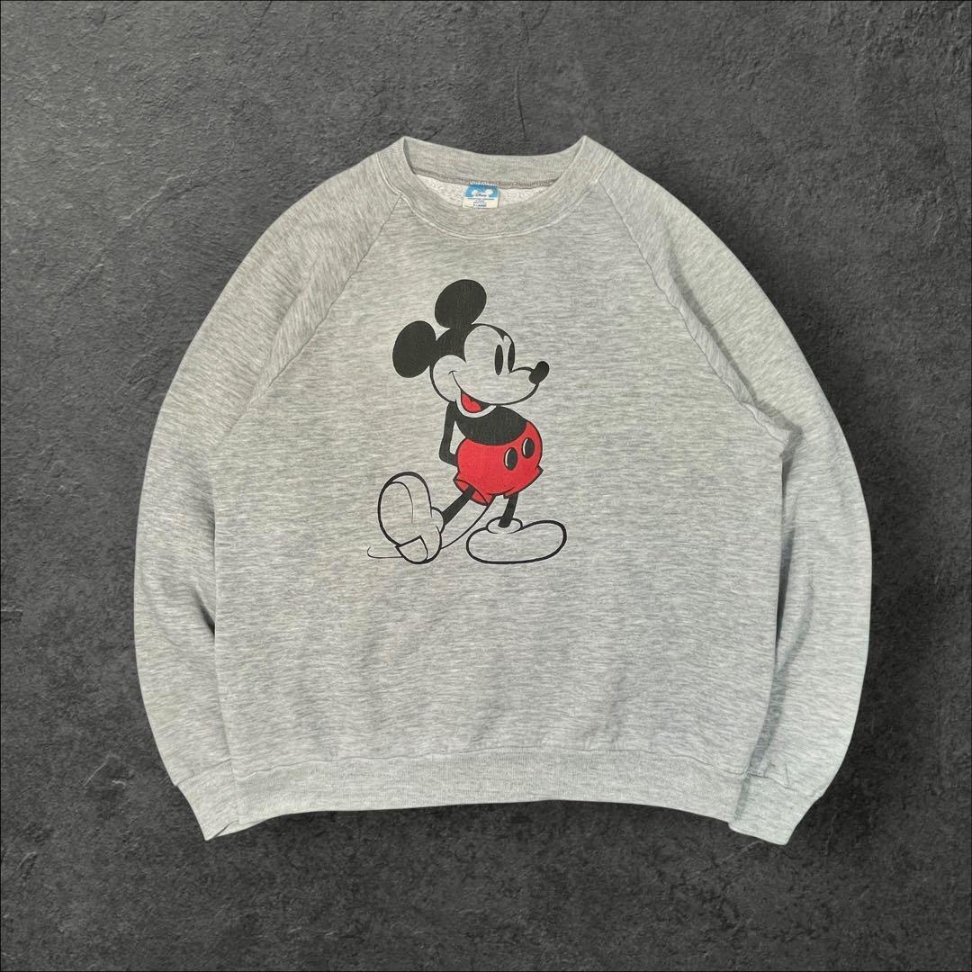 80s Disney ミッキー スウェット USA製 XL相当 短丈ヴィンテージ