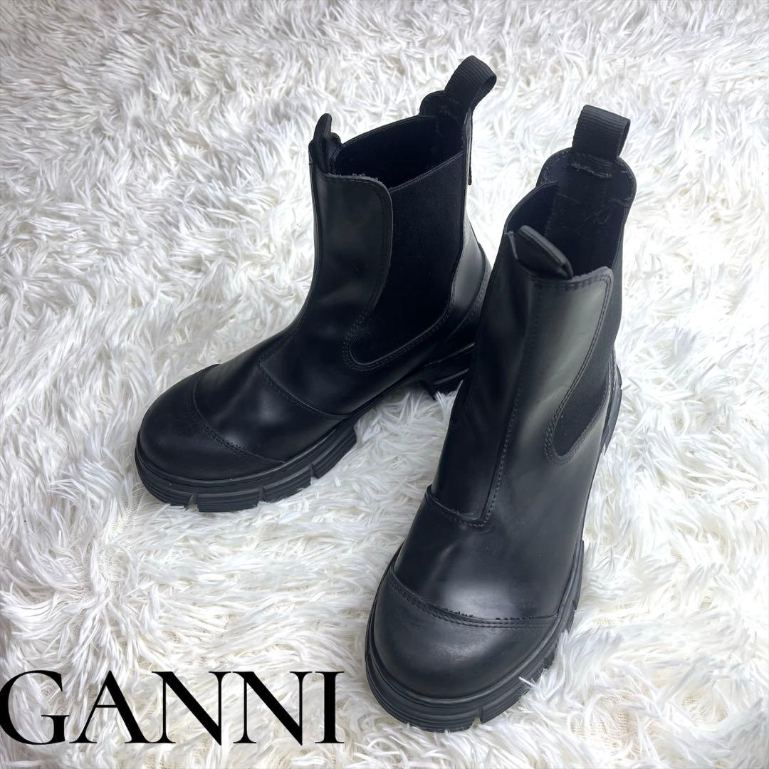 GANNI ガニー リサイクルラバー サイドゴアブーツ ブラック 24cm