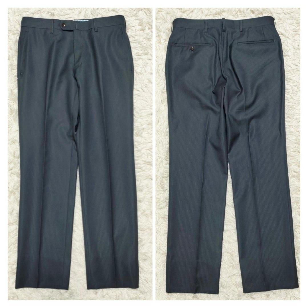 パーソンズ　光沢感　3ピース　スーツ　シングル　2B　背抜き　グレー　メンズ