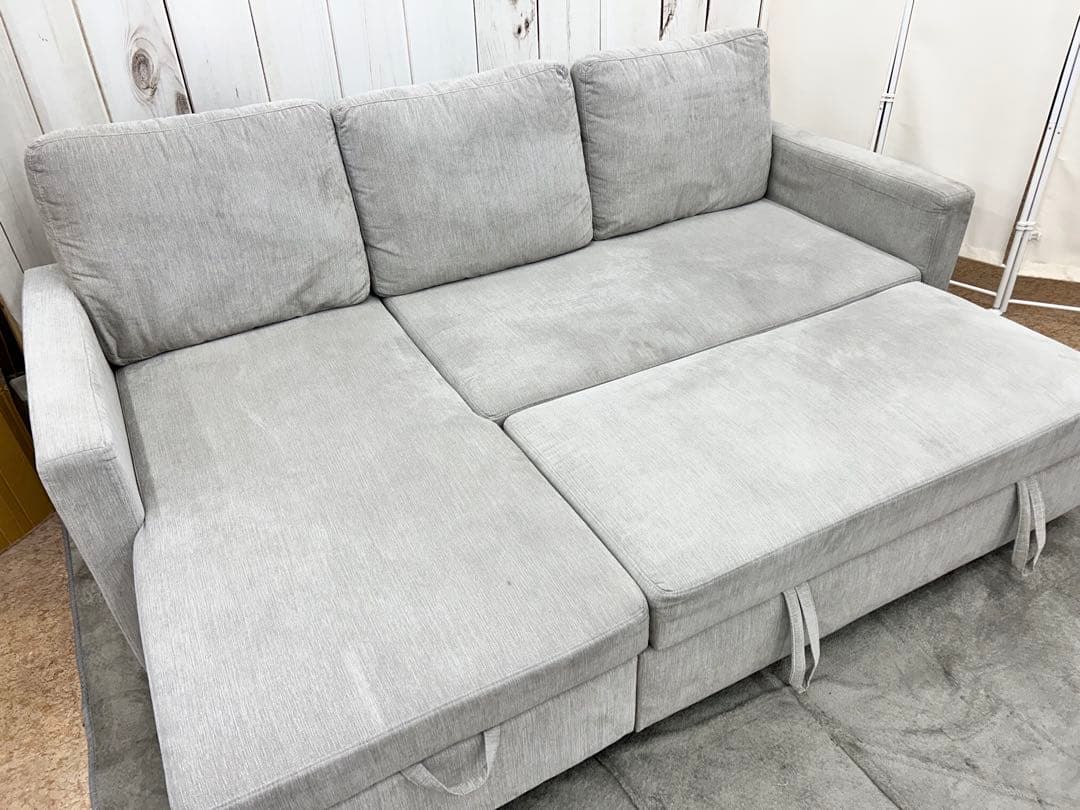 収納付きカウチソファベッド 布張りタイプ