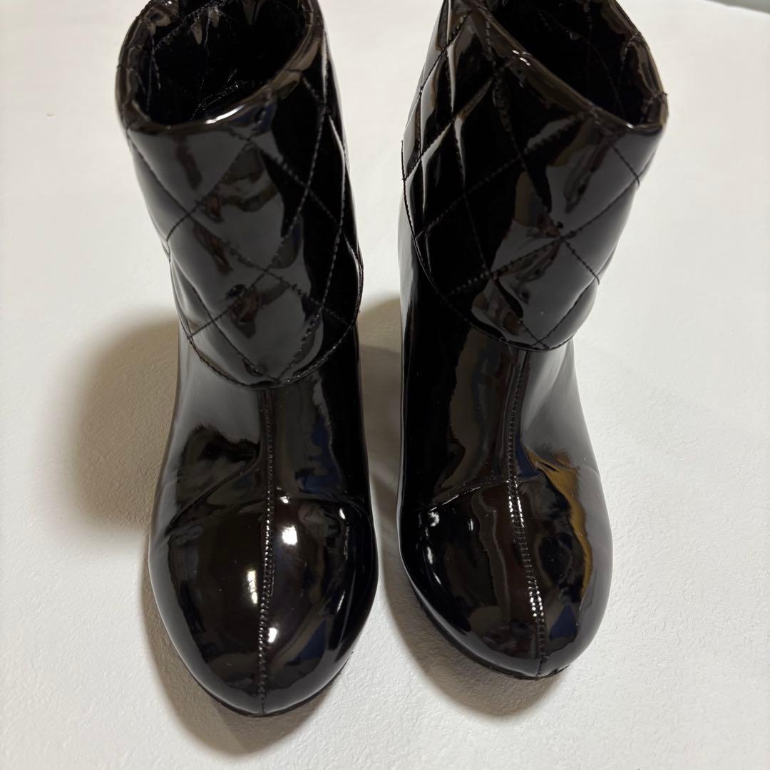 マリークワント キルティング レインブーツ デイジー ブラック M 長靴