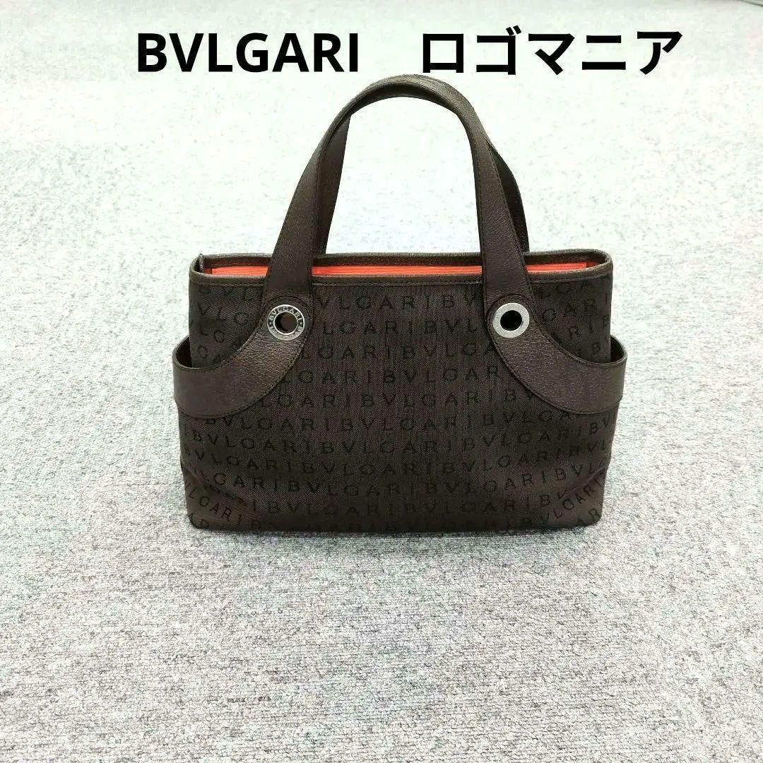 BVLGARI　ロゴマニア　ブラウン　キャンパス☓レザー