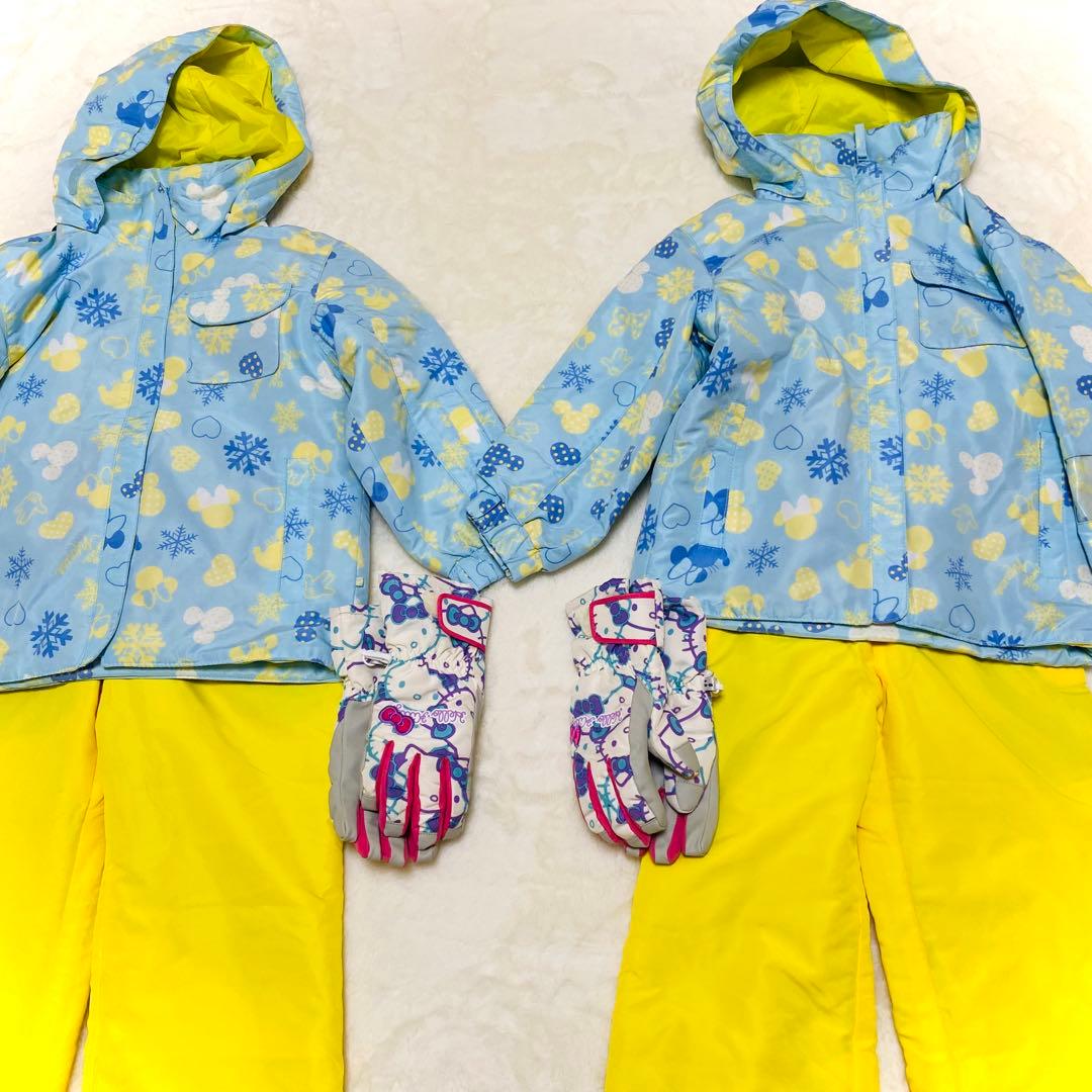 【双子/お揃い】ディズニースキーウェア 110cmハローキティグローブ2セット