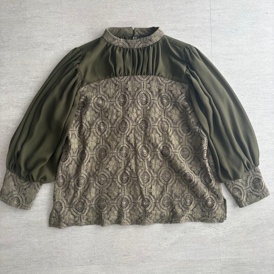 kana レースセットアップ オールインワン Mサイズ 上品カーキ