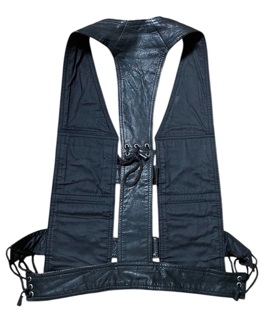 【珍品】 vintage unknown レザーベスト ハーネス ジレ 4つポケ