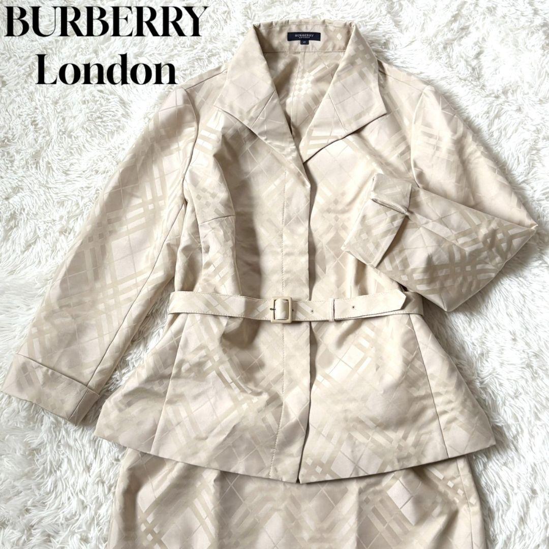 未使用級 バーバリー ロンドン スーツ セットアップ スカート チェック ベルト