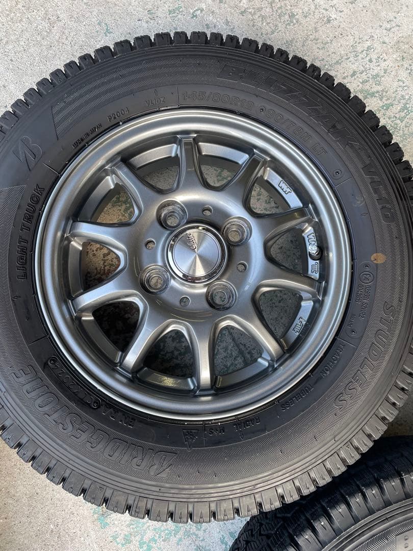 新品並　145/80R12 ブリヂストン　スタッドレス　軽トラ　軽バン　アルミ付
