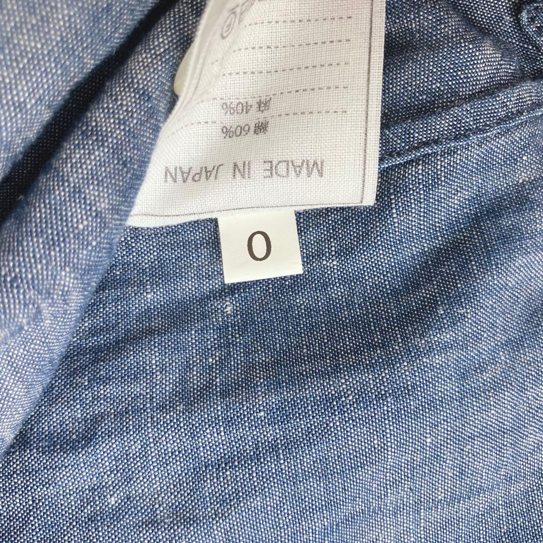 最終価格45R コットンリネンのカシュクールブラウス（ダンガリー）フリル