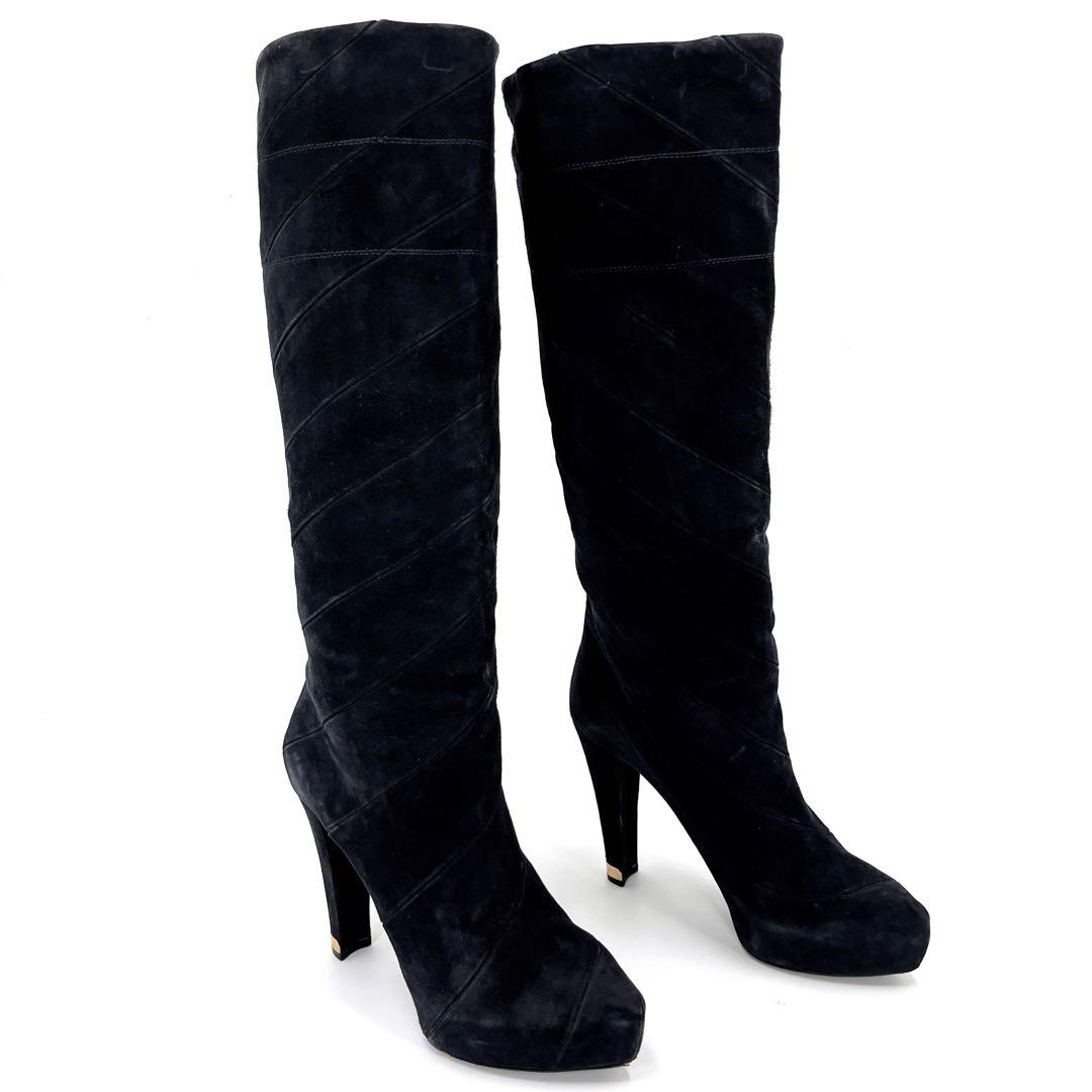 ルイヴィトン　ロングブーツ　フェアリーライン　ブラック　スウェード　38 1/2