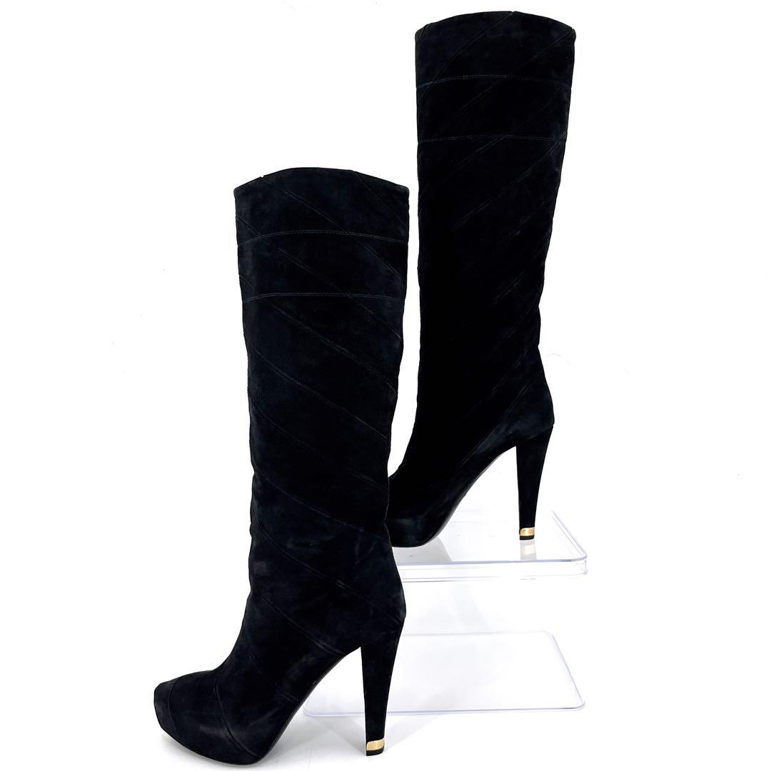 ルイヴィトン　ロングブーツ　フェアリーライン　ブラック　スウェード　38 1/2