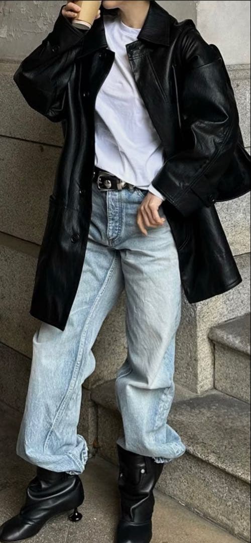 ok.soon faux leather half coat フリー試着のみ