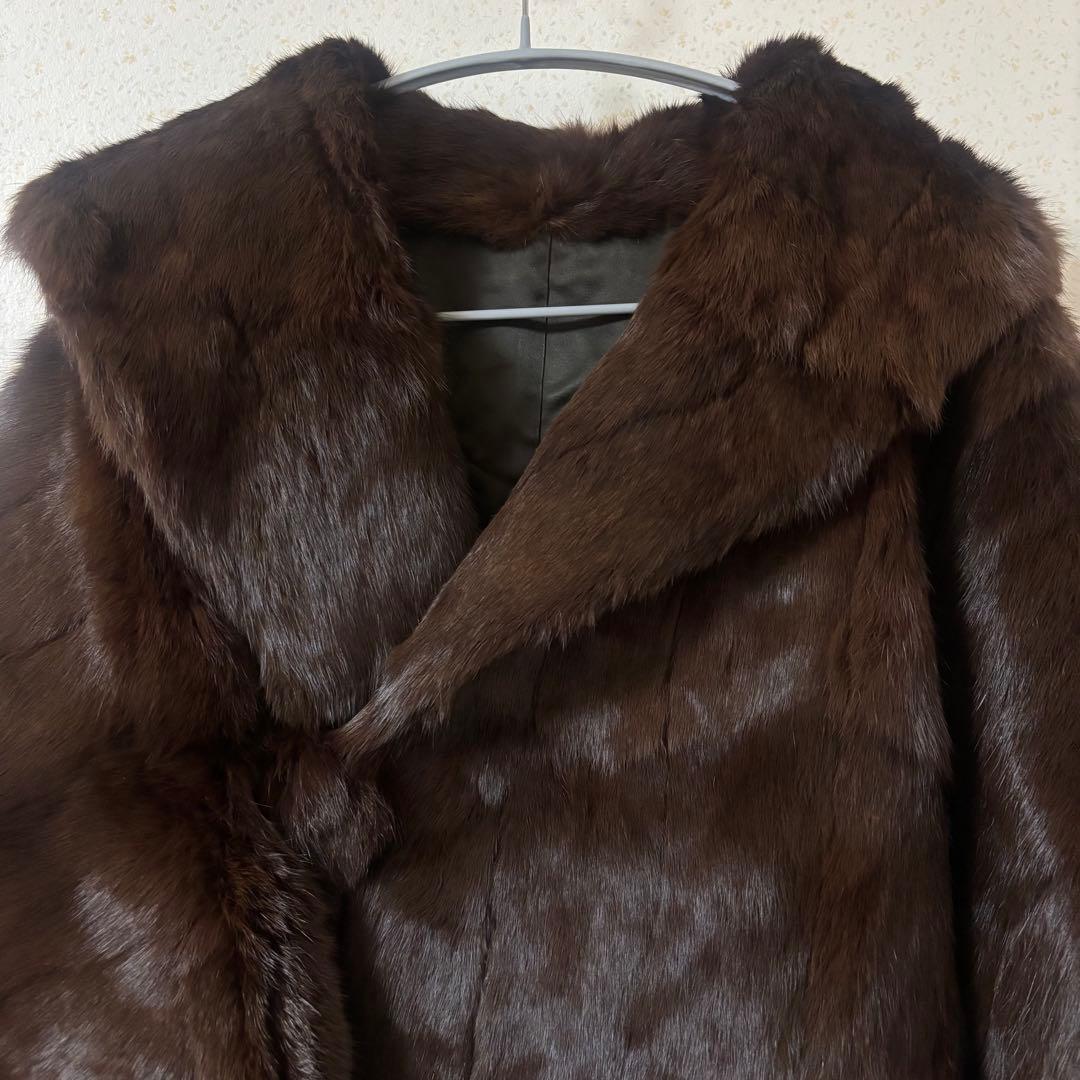 着物用リアルファーコート　道中着　和装　ダークブラウン　和洋折衷