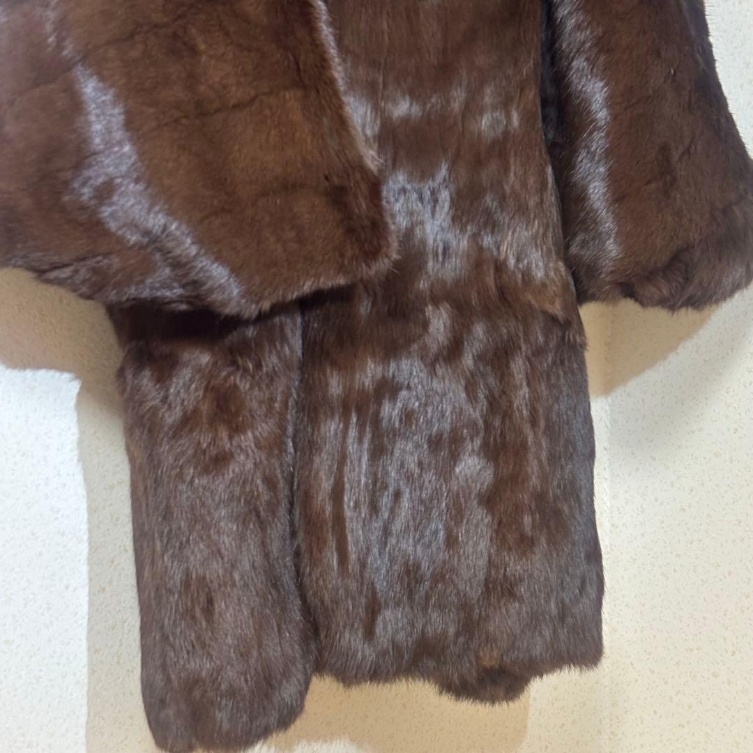 着物用リアルファーコート　道中着　和装　ダークブラウン　和洋折衷