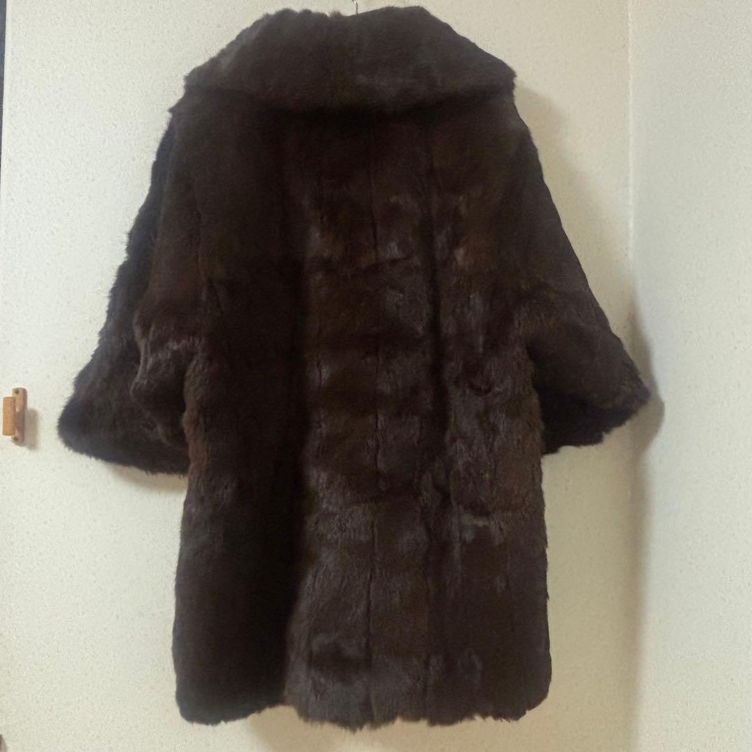 着物用リアルファーコート　道中着　和装　ダークブラウン　和洋折衷