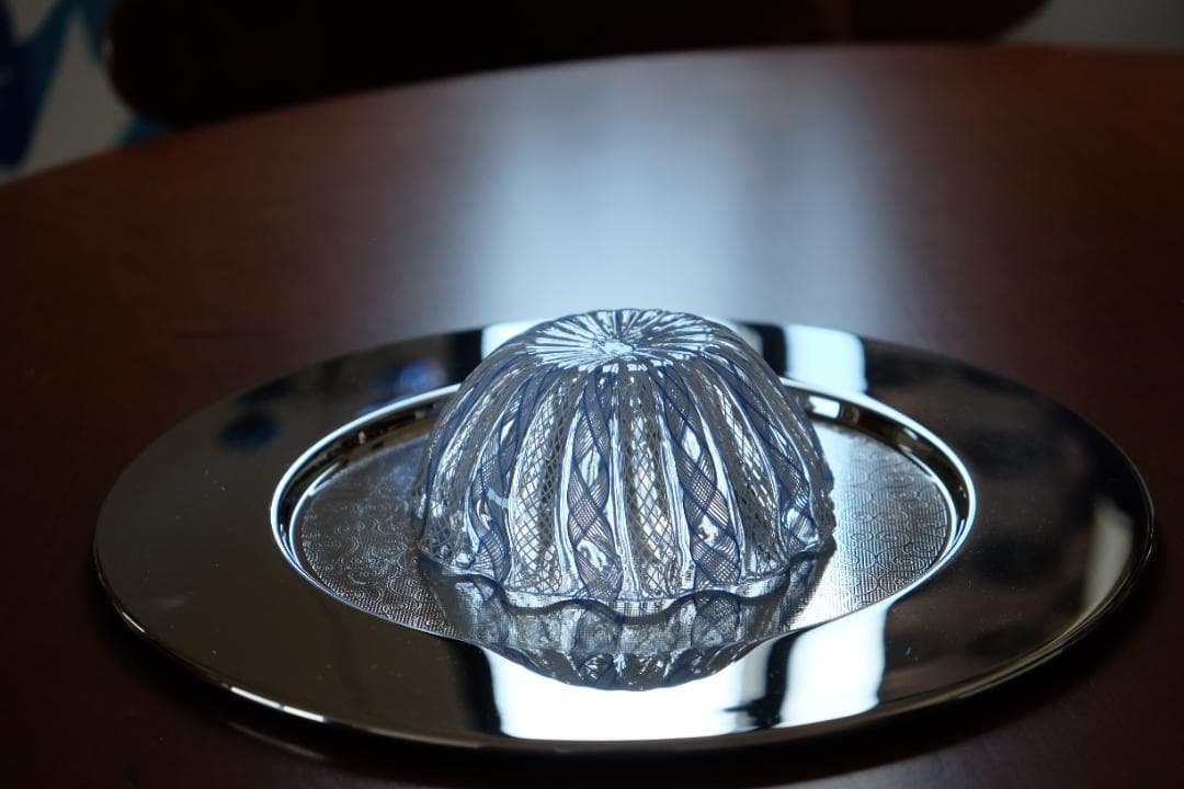 レースガラス 吹きガラス グラス 花瓶/ワイングラス 昭和レトロ 江波冨士子/