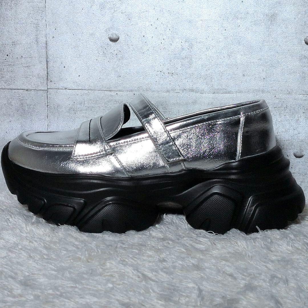 【未使用保管品 タグ付き】マルシャルテル　メリージェーン　ローファー　厚底　銀色