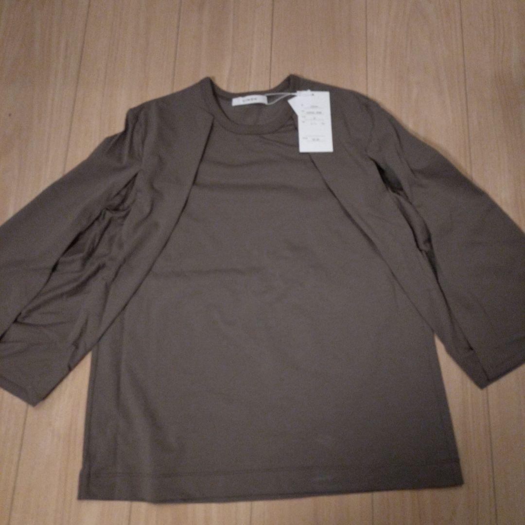 CINOH ブラウン ノースリーブ、長袖風 ATONオフホワイト長袖カットソー