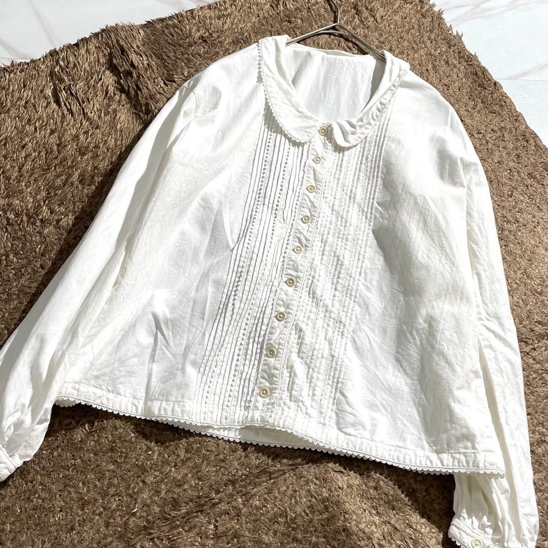 入手困難✨ ピンクハウス ピコ加工 フリル ブラウス 長袖 コットン ホワイト