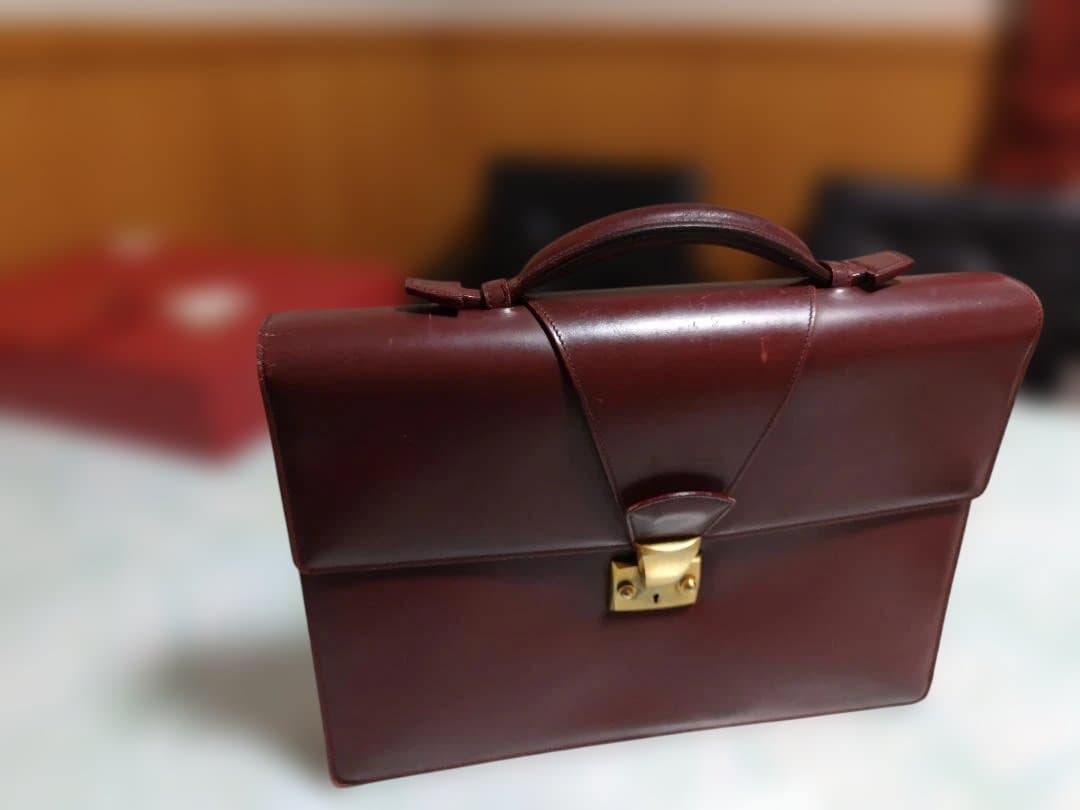 Carter バーガンディ レザー ブリーフケース