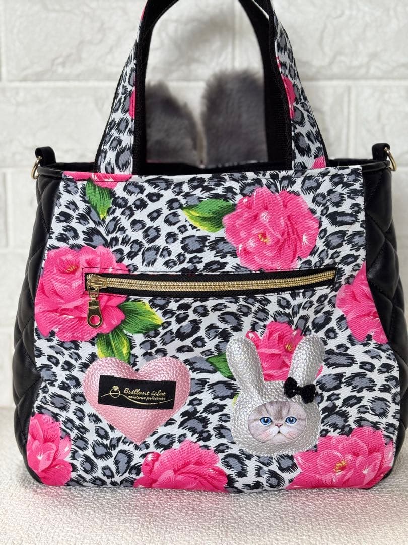 あ*い様 コヤンイサムチョン　ハンドメイド　フリルトートバッグ　ヒョウ柄　ルミち