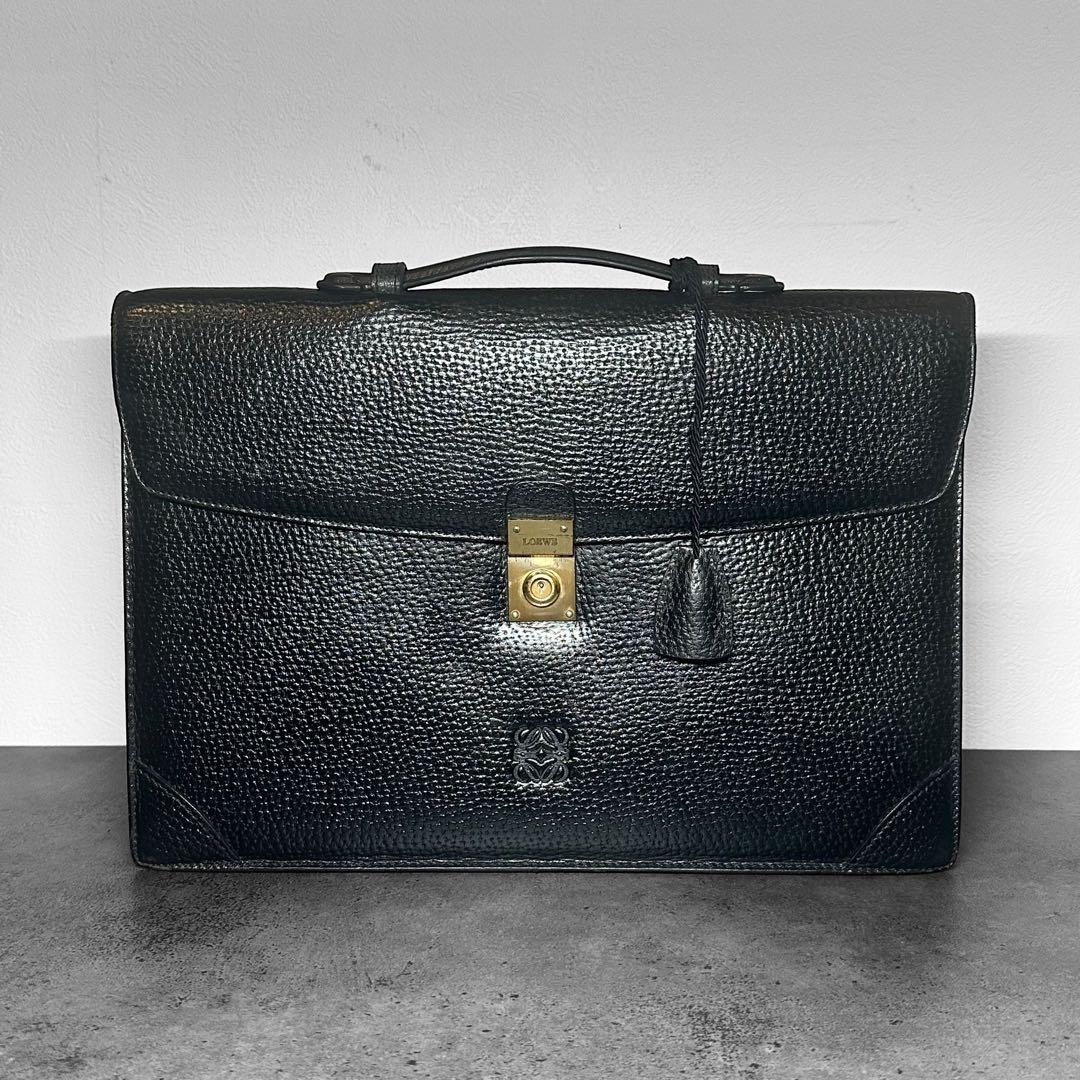 LOEWE アナグラム　レザー　本革　シボ革　ビジネスバッグ　ブリーフケース