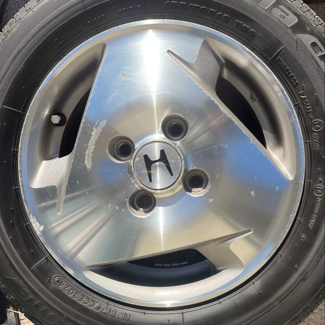 ヤ*ん様 ★ HONDAホンダバモス純正アルミホイールブリヂストンエコピアセット