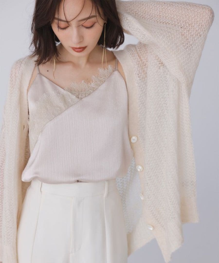 アニュアンス　　レースポイントサテンキャミソール