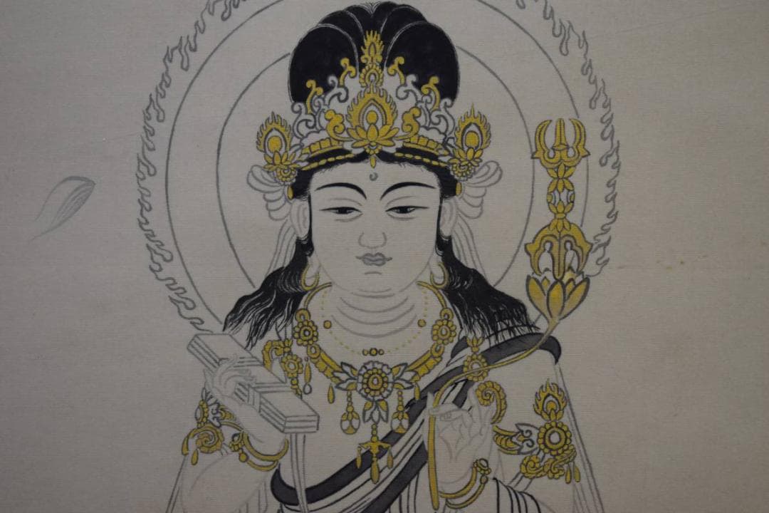 真作/木村武山/文殊菩薩/桐共箱二重箱付/布袋屋掛軸HC-702