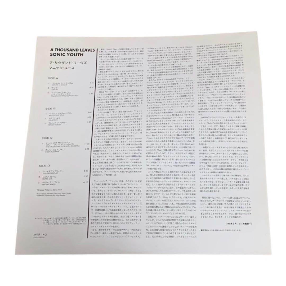 SONIC YOUTH - A Thousand Leaves 2×LP国内盤