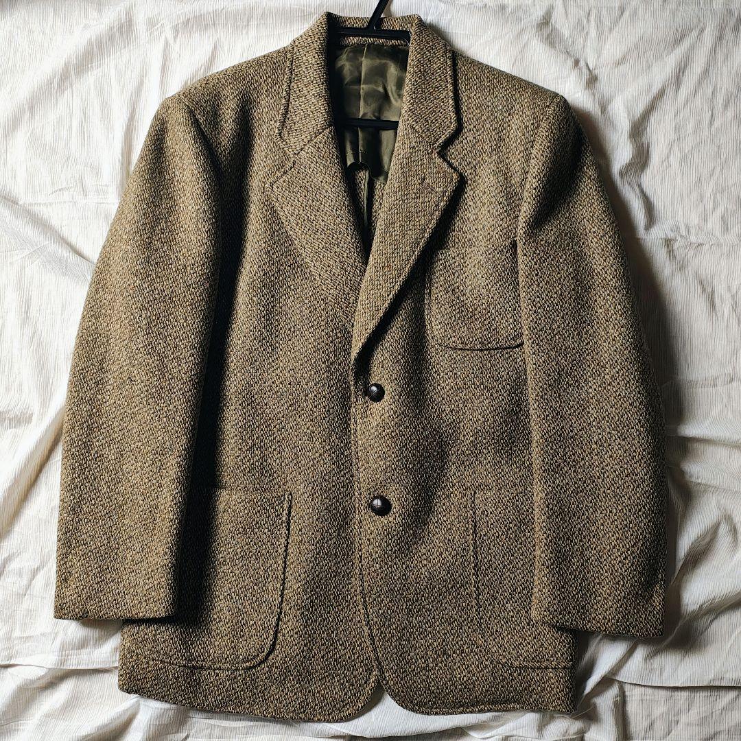 70s　デカオム×ハリスツイード　テーラードジャケット　川久保本人期