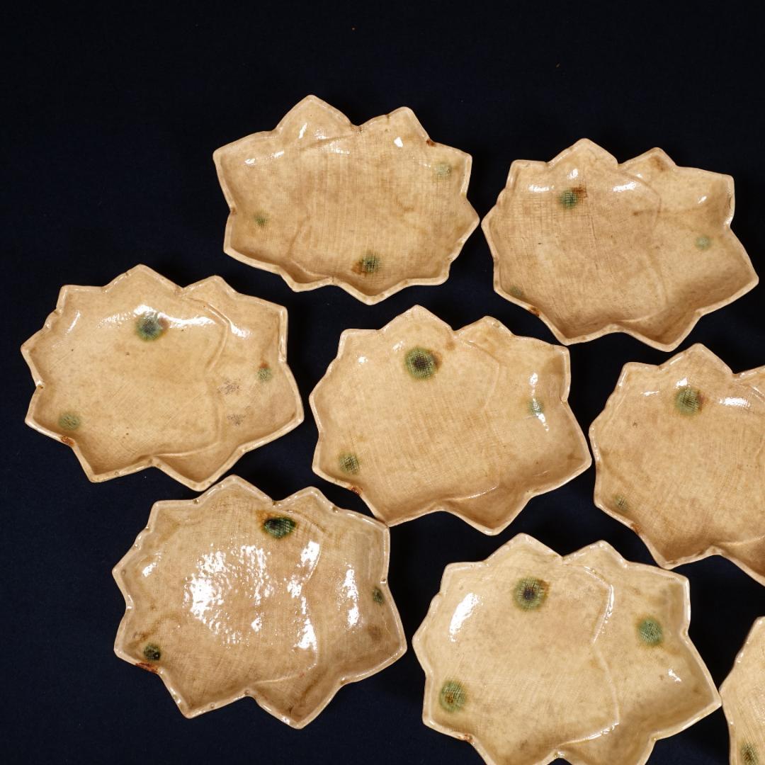 香土園 加藤春鼎 黄瀬戸 紅葉形 向付 刺身皿 10客