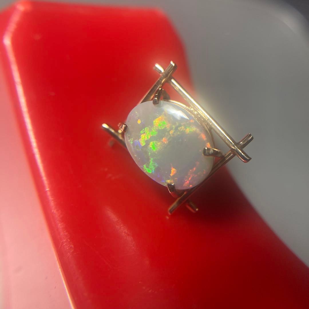 (=^▽^)σ現地でk18(18金)の金具で製作したオパールタイピン