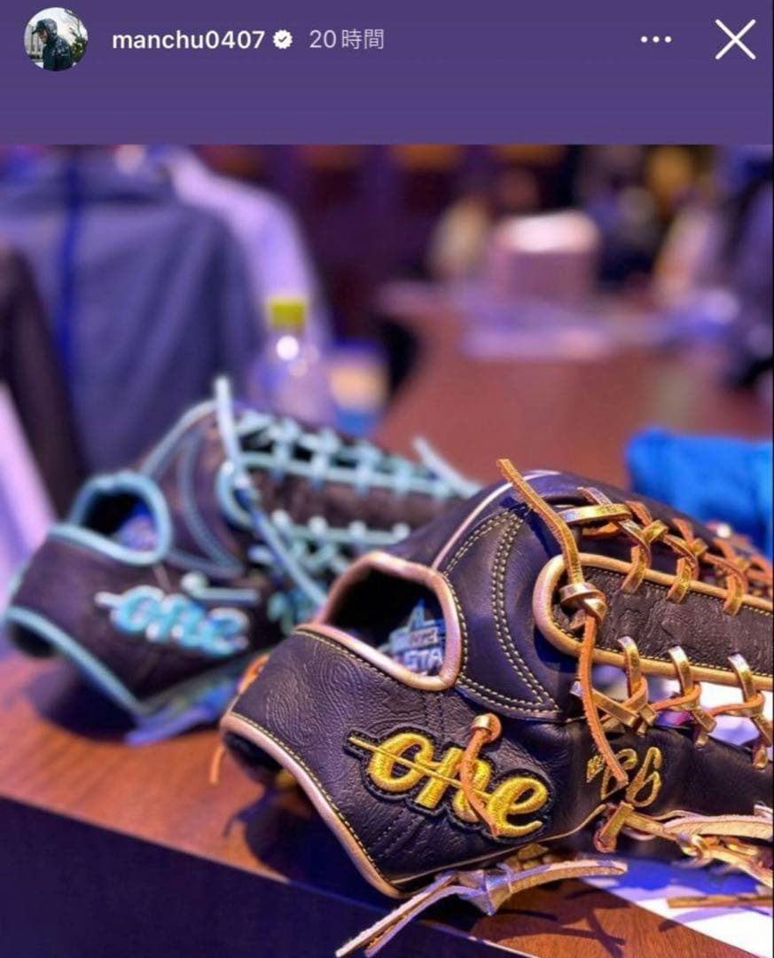 one of the answer 限定　プロ支給品　万波中正　外野用