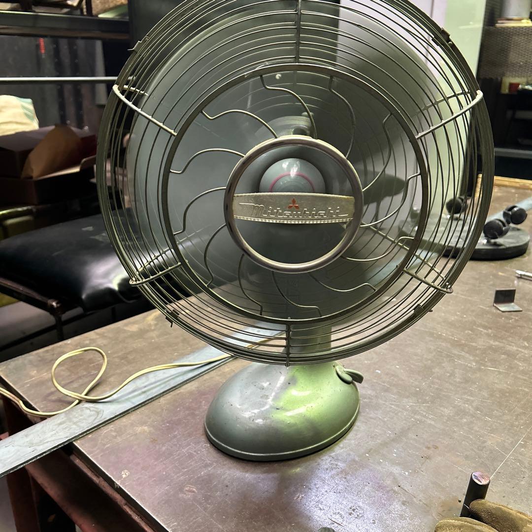三菱 鉄製 扇風機 アンティーク 箱付き レトロ ビンテージ インテリア 76