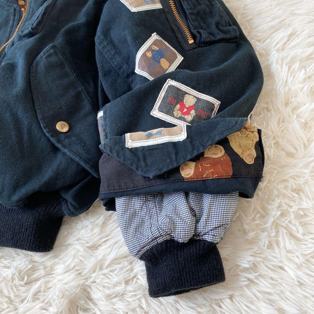 ピンクハウス　くま　フード付き　ブルゾン　黒　テディベア　F ファスナー