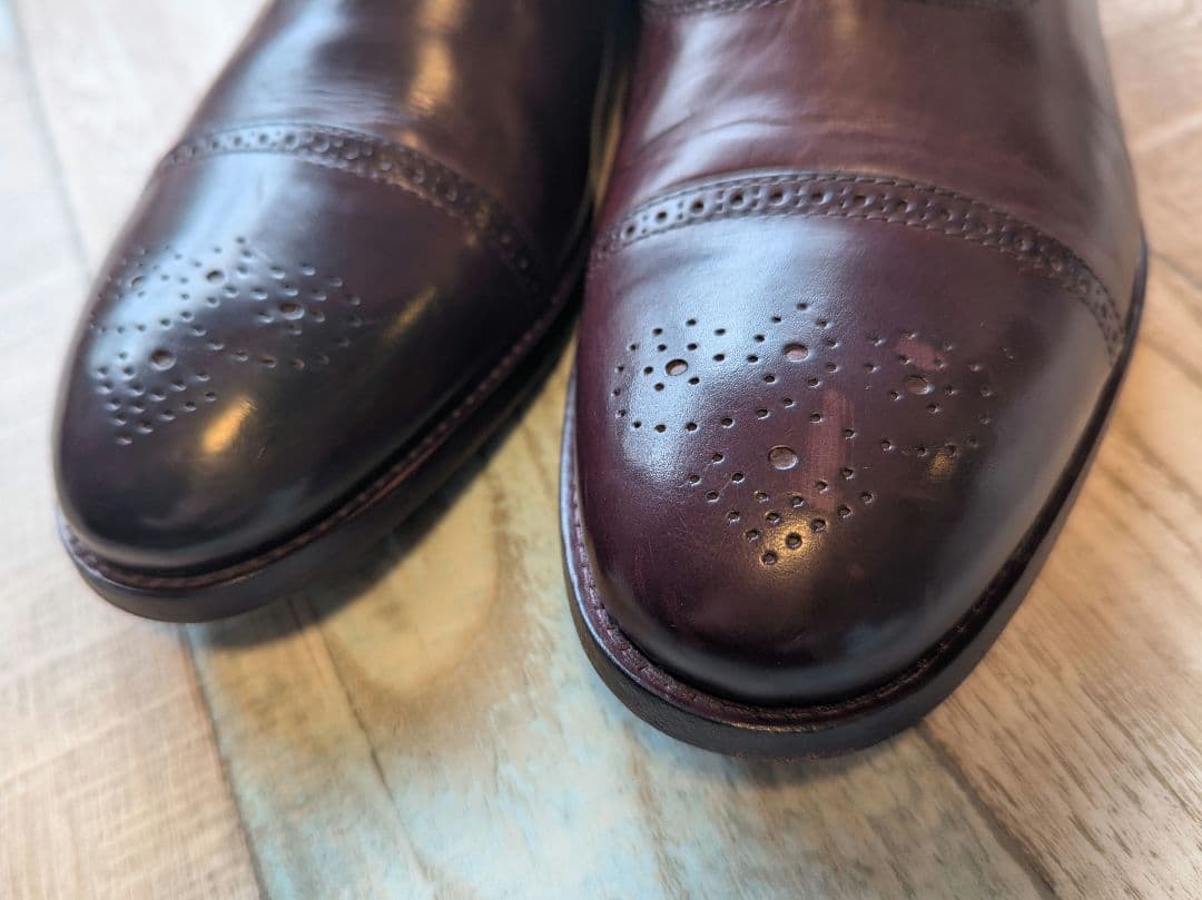 イタリア製 バーガンディ 内羽根 レザー シューズ size7