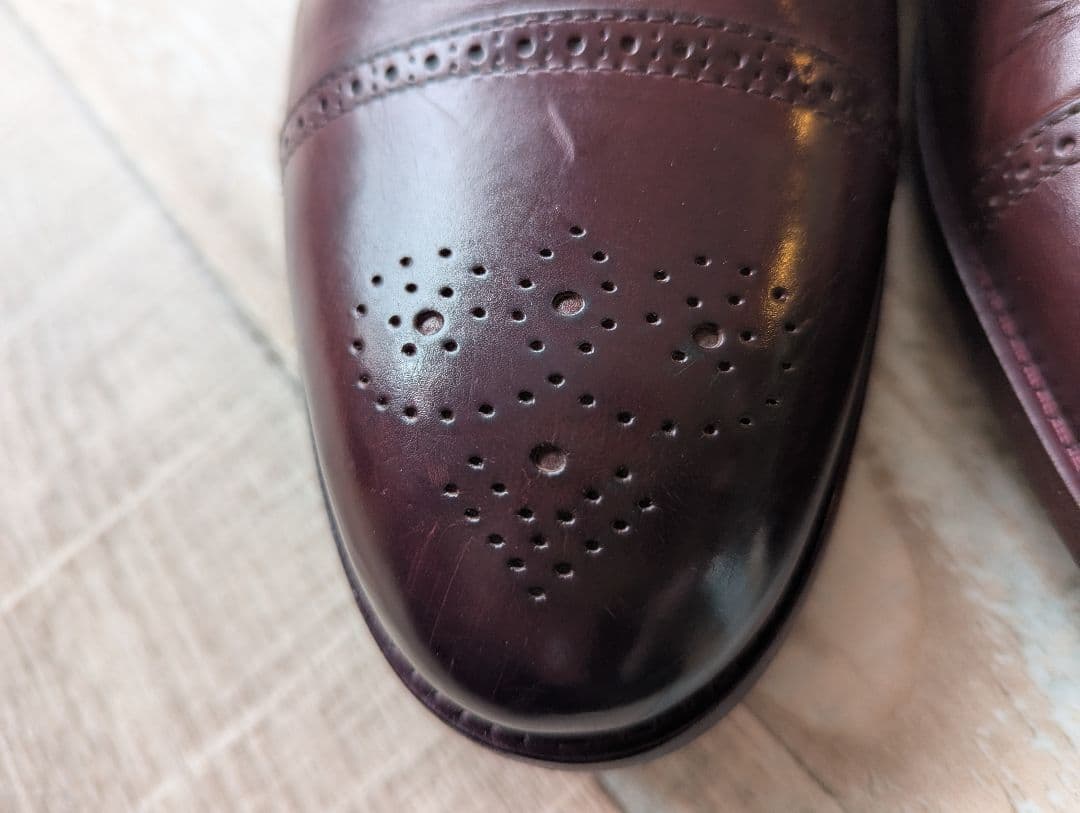 イタリア製 バーガンディ 内羽根 レザー シューズ size7