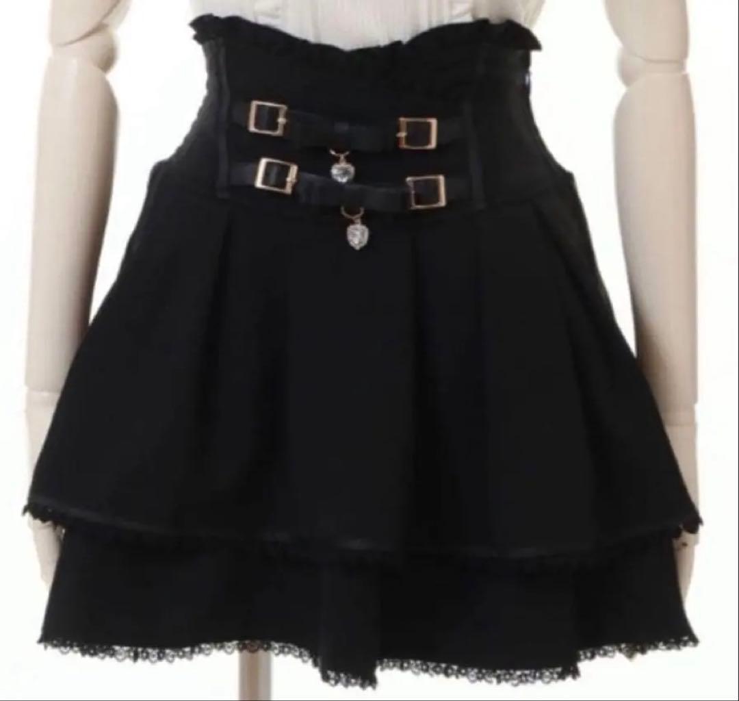 LIZLISA リズリサ 2連リボンベルトスカパン ブラック