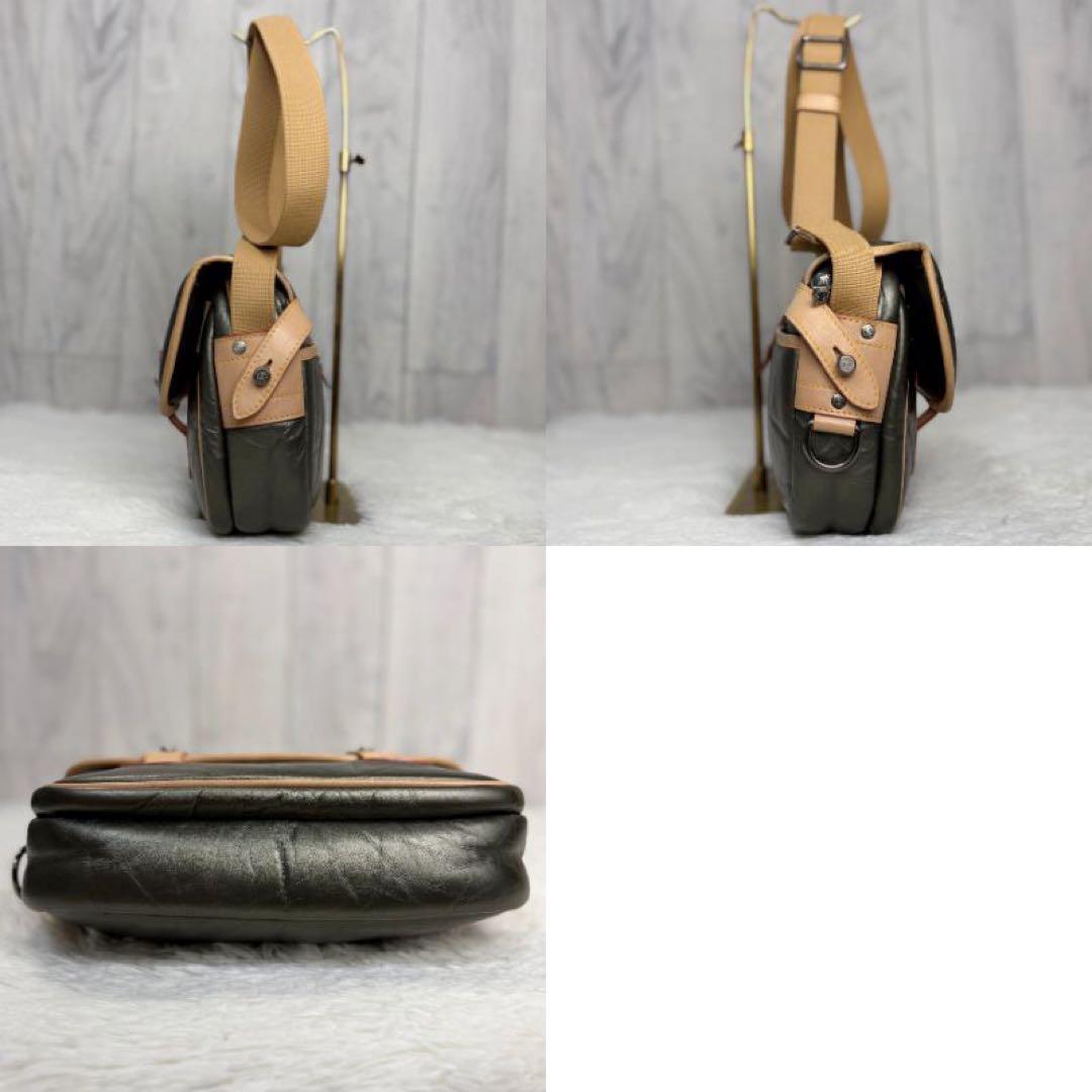 希少♡最高級♡バチューレザー♡ハンティングワールド ショルダーバッグ カーキ