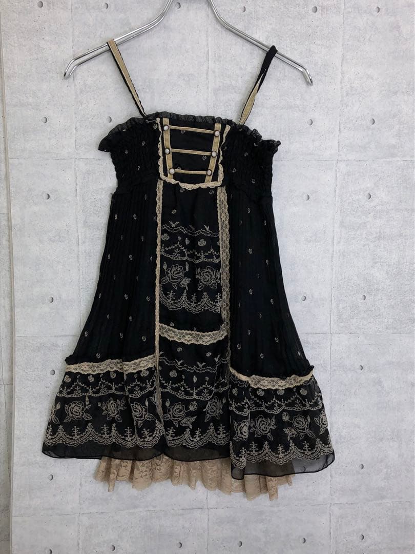 axes femme 古着 ナポレオンデザイン キャミ ミニワンピース