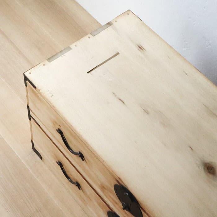 アンティーク 2段 チェスト 古家具 無垢材 無塗装 和箪笥 無垢材